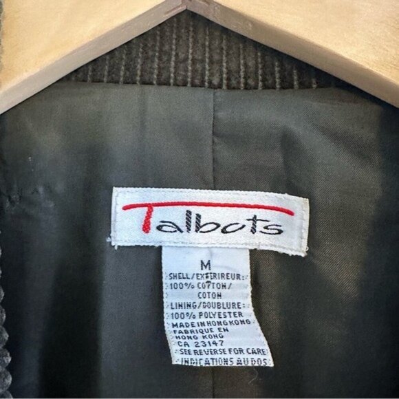 Talbots Blazer Women's Size Medium Olive Green Corduroy Button Up Jacket Cotton - Picture 6 of 11